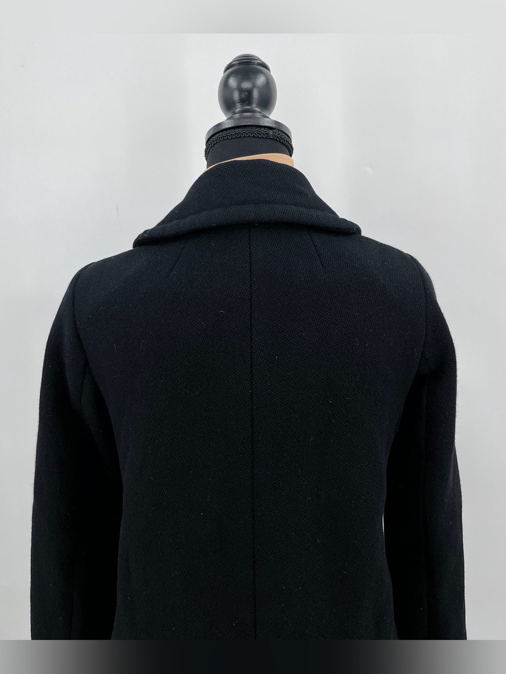 J.Crew Black Wool Blend Double Breasted Belted Peacoat Jacket Size 2 - Picture 8 of 14
